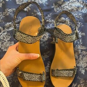 Madewell Black and White Patterned Sandals